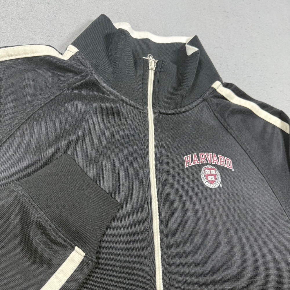 Champion Harvard University Track Jacket Black White Stripe Mens Large